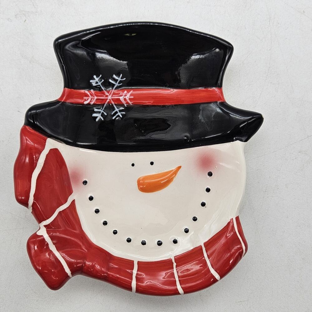 Ceramic Snowman Dish Spoon Rest 6 Inch